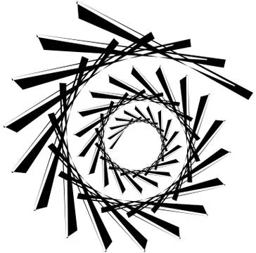 Geometric circular spiral. Abstract angular, edgy shape in rotating fashion 库存插图