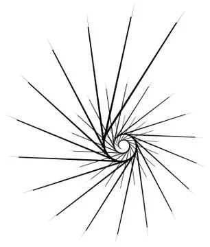 Geometric circular spiral. Abstract angular, edgy shape in rotating fashion イラスト素材