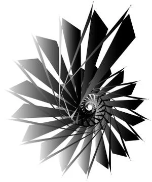 Geometric circular spiral. Abstract angular, edgy shape in rotating fashion イラスト素材