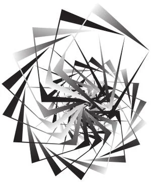 Geometric circular spiral. Abstract angular, edgy shape in rotating fashion イラスト素材