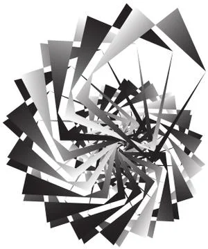 Geometric circular spiral. Abstract angular, edgy shape in rotating fashion Stockillustratie