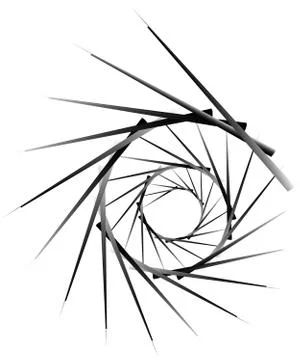 Geometric circular spiral. Abstract angular, edgy shape in rotating fashion イラスト素材