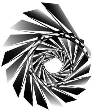 Geometric circular spiral. Abstract angular, edgy shape in rotating fashion イラスト素材
