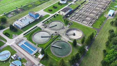 Geometric circular tanks for environmental engineering Stock-Footage 347527617