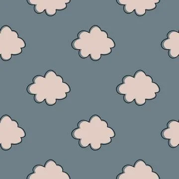 Geometric cloud sky seamless pattern. Simple cloudy texture wallpaper. Illustrazione stock