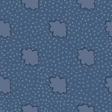 Geometric cloudy texture wallpaper. Hand drawn cloud sky seamless pattern on  Stock Illustration