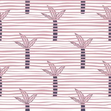 Geometric coconut palm tree backdrop. Doodle tropical palm tree seamless patt Stock Illustration