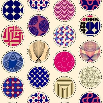Geometric collage in retro patchwork geometric style. Vector image イラスト素材