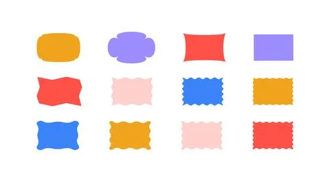 Geometric color abstract different shape sticker frame set. Graphic elements in Stock Illustration