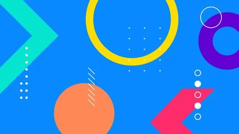 Geometric Color Composition on Blue Background 库存插图