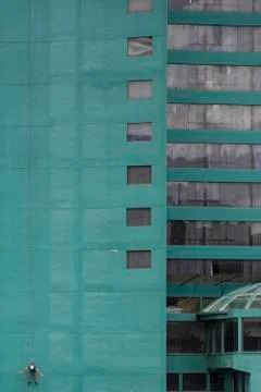 Geometric color elements of the building facade Stock Photos