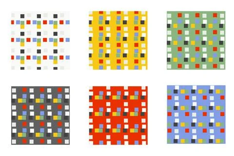 Geometric colorful pattern collection. Creative templates with square shapes. 스톡 일러스트