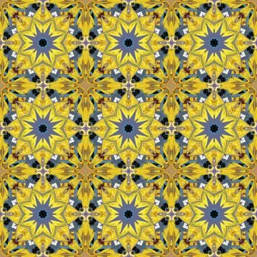 Geometric colorful seamless patterns set. Vector repeating texture, line art Stock Illustration