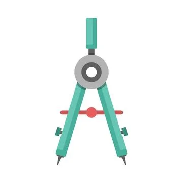 Geometric compass icon in flat colorful style. Drafting tool vector illustr.. イラスト素材