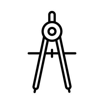 Geometric compass icon linear logo mark in black and white Stock Illustration