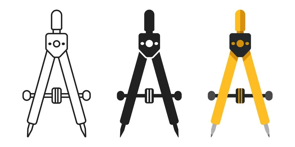Geometric compass icon set collection in flat style. Drafting tool vector i.. イラスト素材