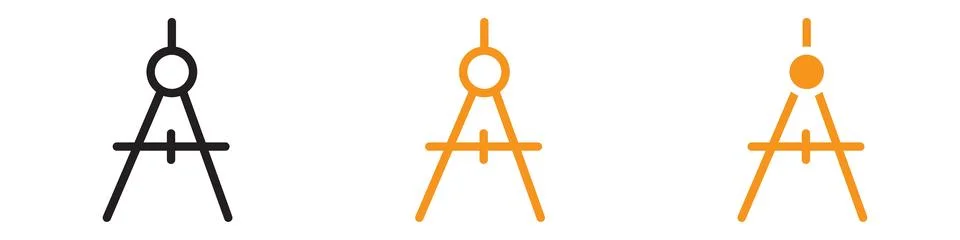 Geometric Compass Icon Set Precision Drawing Illustrations for Mathematics .. Stock Illustration