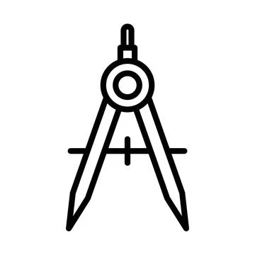 Geometric compass linear logo mark in black and white Stock Illustration