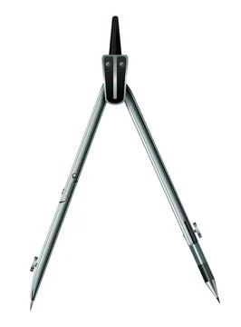 Geometric compass opened. Technical instrument for divider drawing circles or Stock Illustration