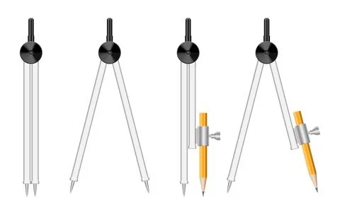 Geometric compass with pencil vector illustration Stock Illustration
