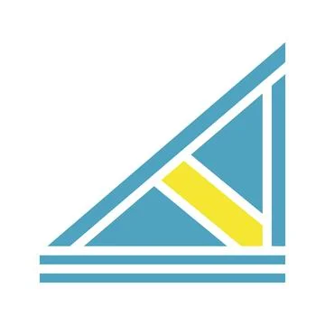 Geometric composition with angular shapes, combining blue and yellow hues Stock Illustration