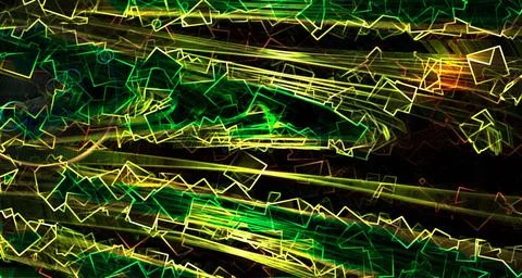 Geometric composition - flying geometry shapes background, computer genera... Stock-Fotos