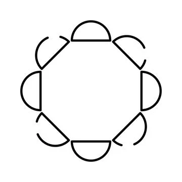Geometric composition forming abstract flower circular outline design Stock Illustration