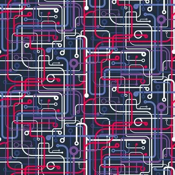 Geometric composition with intersecting lines and circles. Seamless pattern. Stock Illustration