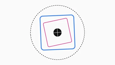 A geometric composition of nested squares and a central circular target icon 스톡 동영상 338309709