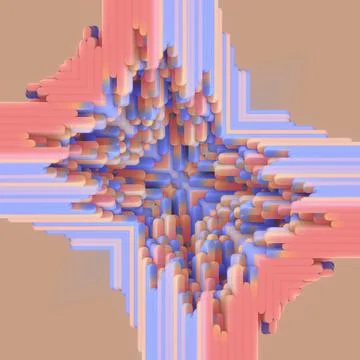 Geometric composition with rounded rectangular shapes. 3d rendering Stock Illustration