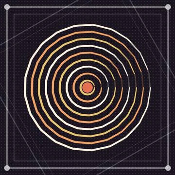 Geometric concentric circles design with gradient lighting on dark background Stock Illustration