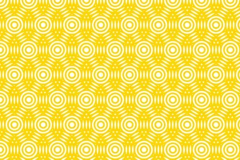 Geometric Concentric Circles Pattern Design in Bright Yellow and White Colors Stock Illustration