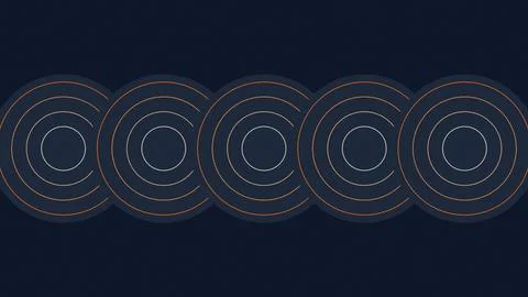 Geometric concentric circles pattern with gradient lighting on dark backgroun Stock Illustration