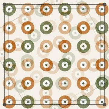Geometric concentric circles pattern with orange green and white color sche.. Stock Illustration
