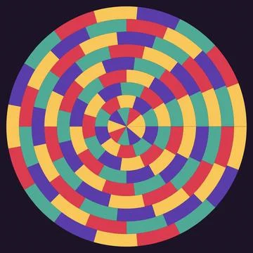 Geometric concentric circles pattern with vibrant colors and sharp angles Stock Illustration