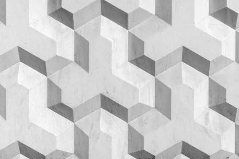 Geometric concrete wall pattern with three-dimensional cubic design in gray.. Foto stock