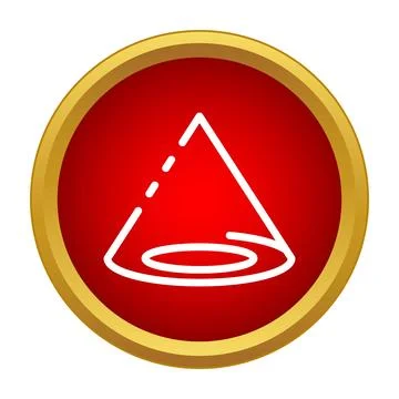 Geometric cone shape symbol in red circle icon イラスト素材