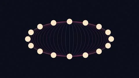 Geometric constellation network of glowing dots on dark background Stock Illustration