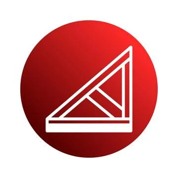 Geometric construction icon with triangles on a vibrant red gradient circle.. Illustrazione stock