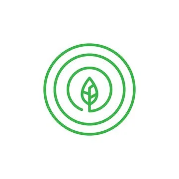 Geometric continuous line with leaf logo design, vector graphic symbol icon.. Stock Illustration