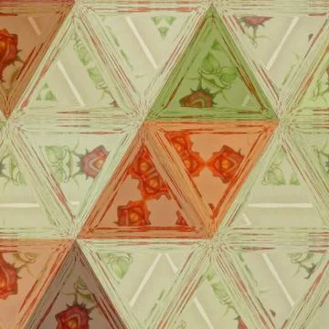 Geometric continuous pattern with stained glass triangles, rhombuses and  gri イラスト素材