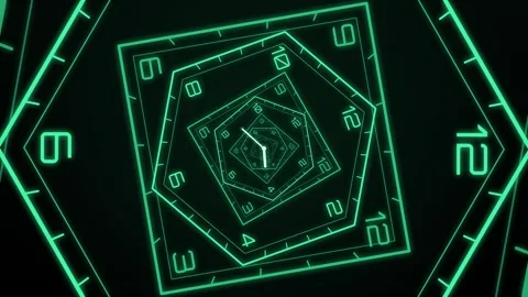 Geometric corridor of nested hexagon and square frames zooming forever in Stock-Footage 348645671