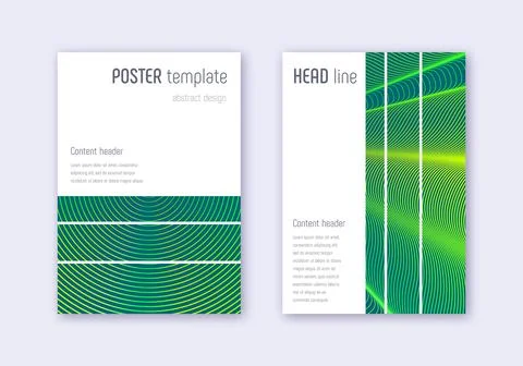 Geometric cover design template set. Green abstrac Stock Illustration