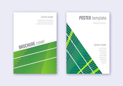 Geometric cover design template set. Green abstrac 스톡 일러스트