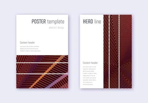 Geometric cover design template set. Orange abstra Stock Illustration