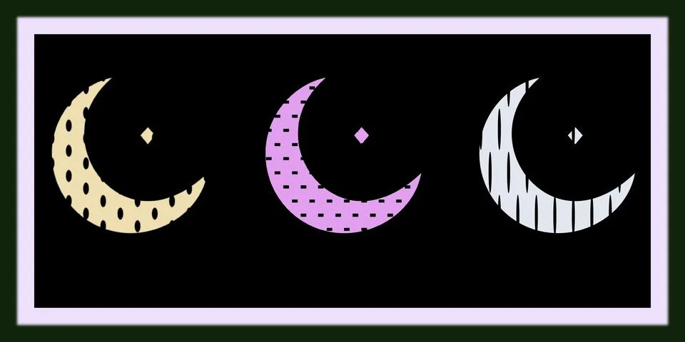 Geometric Crescent Moons Pattern Set Иллюстрация