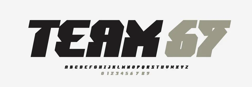 Geometric Cropped Font Sharp Logo Alphabet, Heavy Slanted Letter Set Modern Stock Illustration