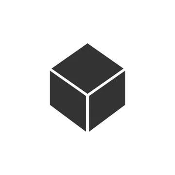Geometric cube icon flat Stock Illustration