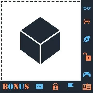 Geometric cube icon flat Stock Illustration