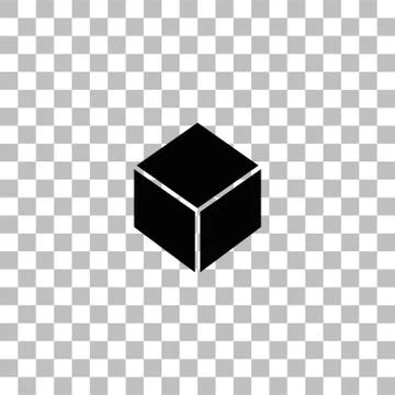Geometric cube icon flat Stock Illustration
